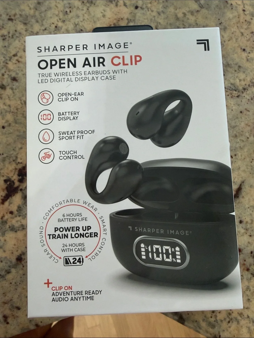 NWT Sharper Image Open Air Clip True Wireless Earbuds — Black